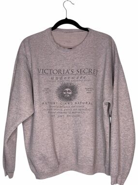 90s Victoria's Secret Angels Essential Gray Crewneck Sweatshirt with Sun Graphic